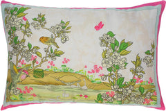handmade Traditional Pillow Beige Gold  RECTANGLE handmade Silk Throw Pillow