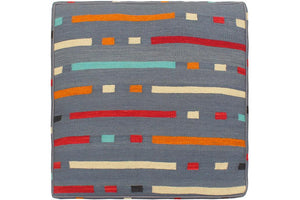 handmade Modern Floor Cushion Gray Red Hand-Woven Square100% WOOL Floor Cushion