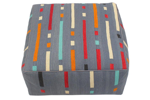 handmade Modern Floor Cushion Gray Red Hand-Woven Square100% WOOL Floor Cushion