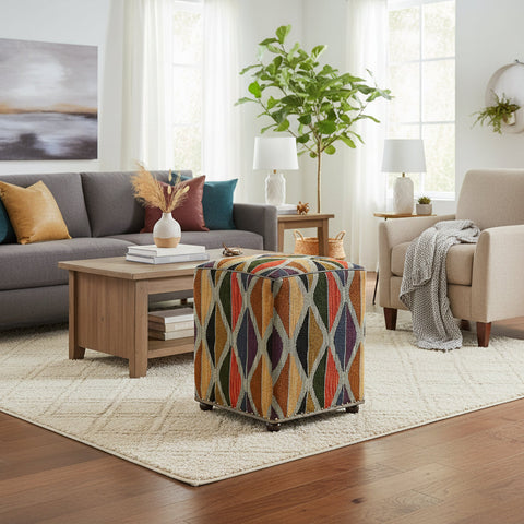 handmade Modern Ottoman Blue Rust HandmadePOUF 100% WOOL area rug