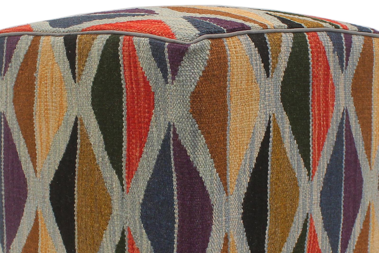 handmade Modern Ottoman Blue Rust HandmadePOUF 100% WOOL area rug