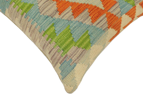 handmade Tribal Turkish Antique Rust Blue Hand-Woven SQUARE 100% WOOL pillow