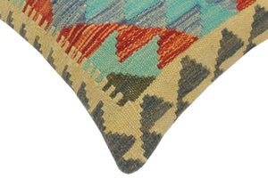 handmade Tribal Turkish Antique Rust Blue Hand-Woven SQUARE 100% WOOL pillow