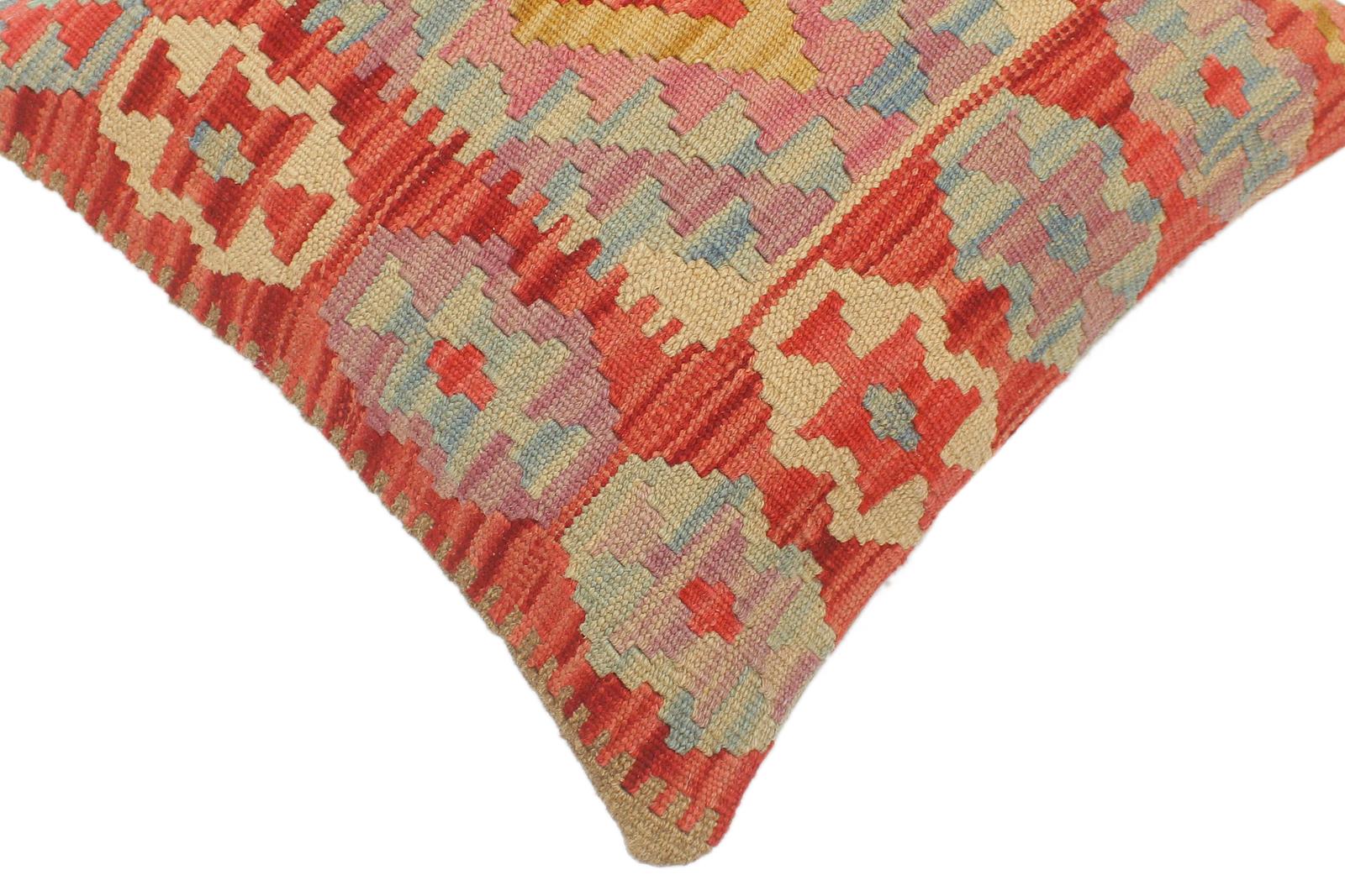 handmade Tribal Turkish Antique Red Blue Hand-Woven SQUARE 100% WOOL pillow