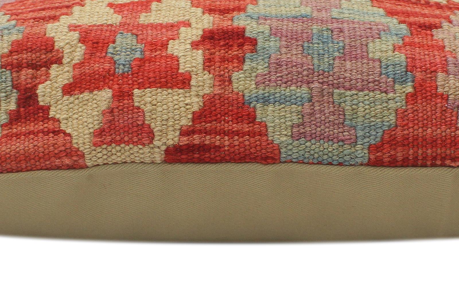 handmade Tribal Turkish Antique Red Blue Hand-Woven SQUARE 100% WOOL pillow