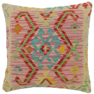 19x18 hand woven kilim throw pillow in purple, beige and red - Tribal Turkish Maloney
