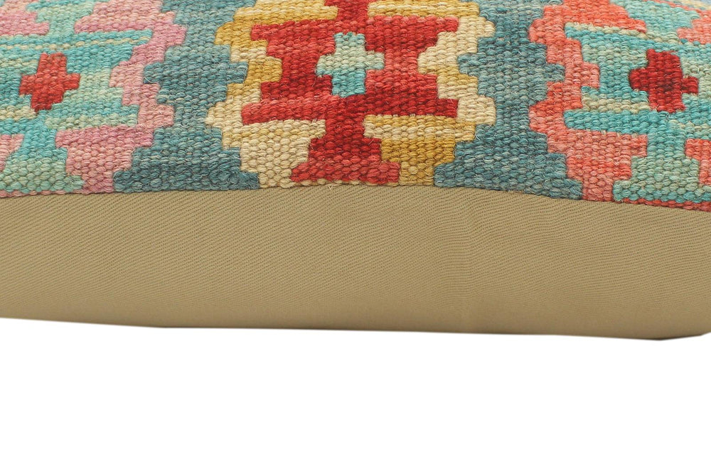 handmade Tribal Turkish Antique Blue Red Hand-Woven SQUARE 100% WOOL pillow