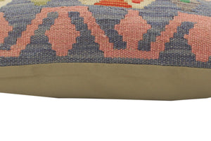 handmade Tribal Turkish Antique Blue Rust Hand-Woven SQUARE 100% WOOL pillow