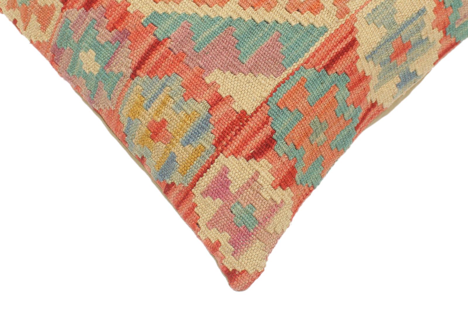 handmade Tribal Turkish Antique Red Blue Hand-Woven SQUARE 100% WOOL pillow