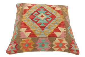 handmade Tribal Turkish Antique Red Blue Hand-Woven SQUARE 100% WOOL pillow
