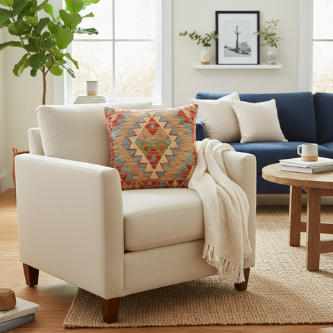 Southwestern Turkish Haines Hand Woven Kilim Pillow