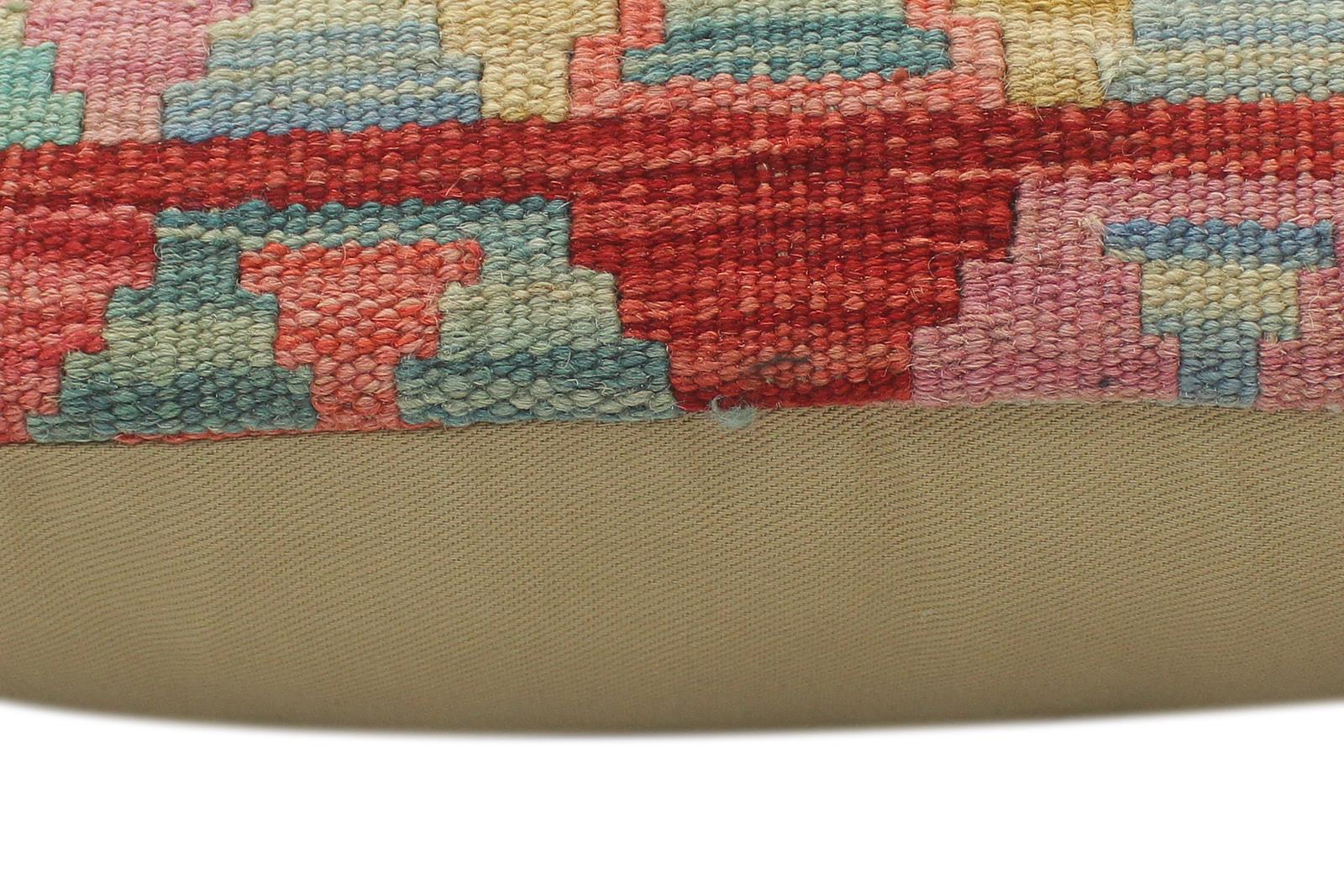 handmade Tribal Turkish Antique Red Blue Hand-Woven SQUARE 100% WOOL pillow