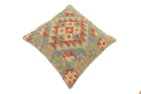 handmade Tribal Turkish Antique Rust Blue Hand-Woven SQUARE 100% WOOL pillow