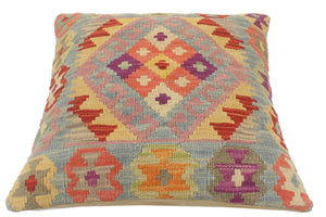 handmade Tribal Turkish Antique Rust Blue Hand-Woven SQUARE 100% WOOL pillow