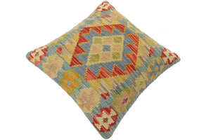 handmade Tribal Turkish Antique Rust Blue Hand-Woven SQUARE 100% WOOL pillow