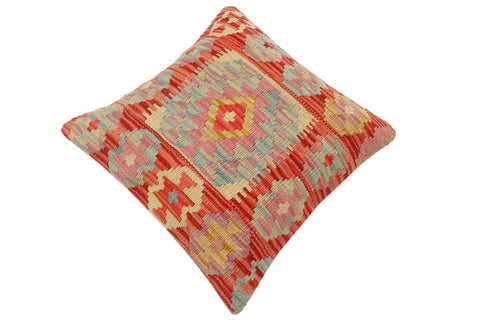 handmade Tribal Turkish Antique Red Blue Hand-Woven SQUARE 100% WOOL pillow