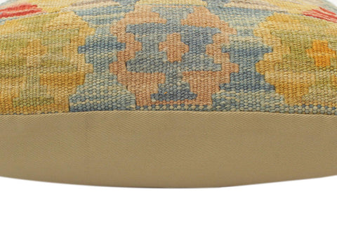 handmade Tribal Turkish Antique Blue Red Hand-Woven SQUARE 100% WOOL pillow