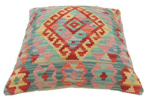 handmade Tribal Turkish Antique Red Blue Hand-Woven SQUARE 100% WOOL pillow