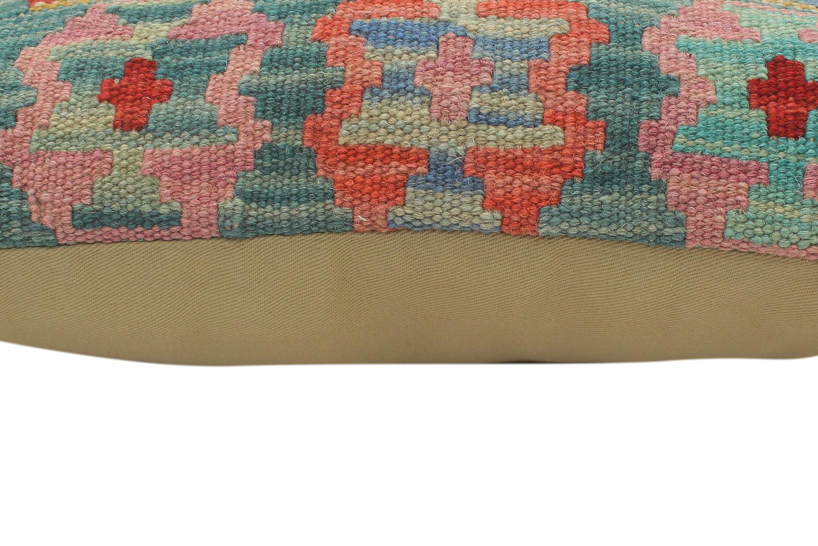 handmade Tribal Turkish Antique Red Blue Hand-Woven SQUARE 100% WOOL pillow