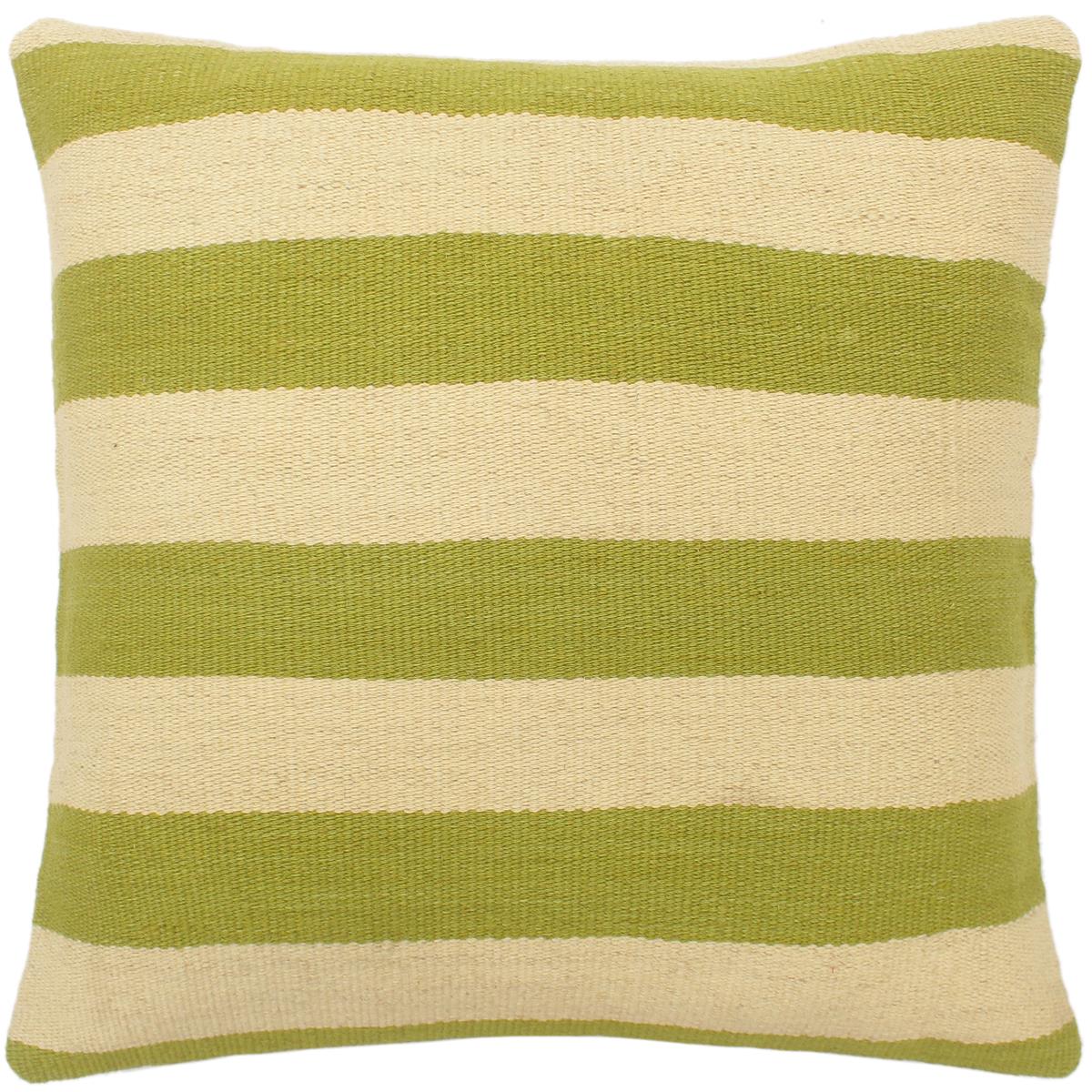 19x18 hand woven kilim throw pillow in beige and green - Turkish Contemporary Lawler