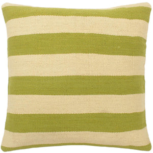 19x18 hand woven kilim throw pillow in beige and green - Turkish Contemporary Lawler