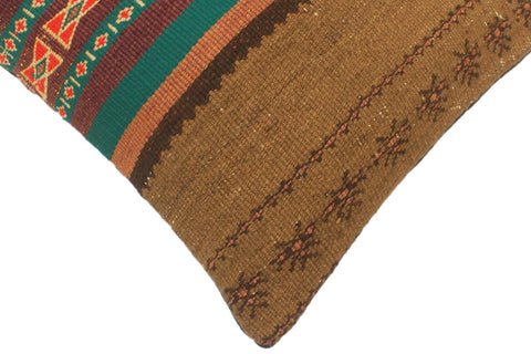 handmade Tribal Turkish Antique Brown Rust Hand-Woven SQUARE 100% WOOL pillow