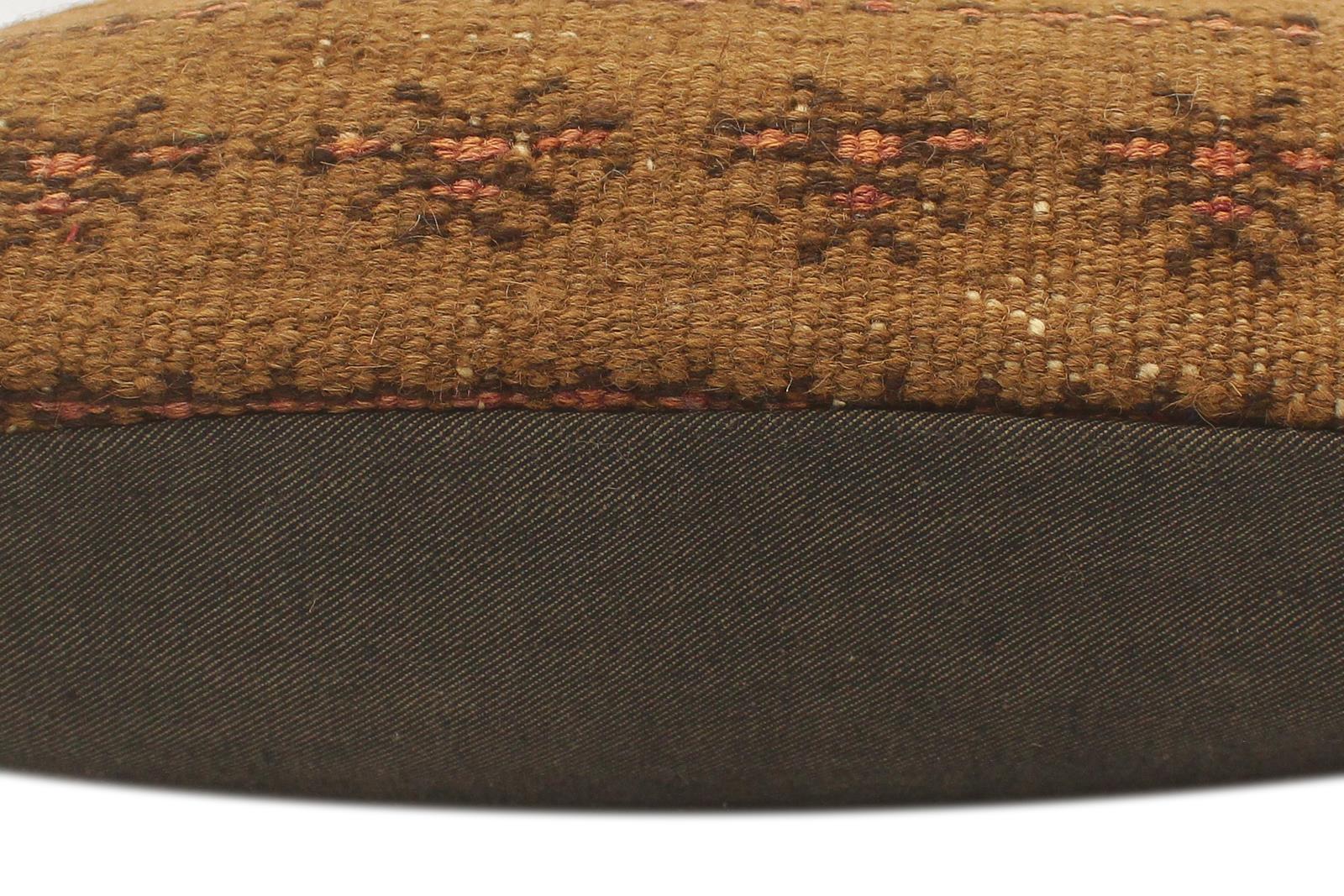 handmade Tribal Turkish Antique Brown Rust Hand-Woven SQUARE 100% WOOL pillow