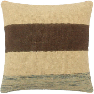 handmade Tribal Turkish Antique Beige Brown Hand-Woven SQUARE 100% WOOL pillow