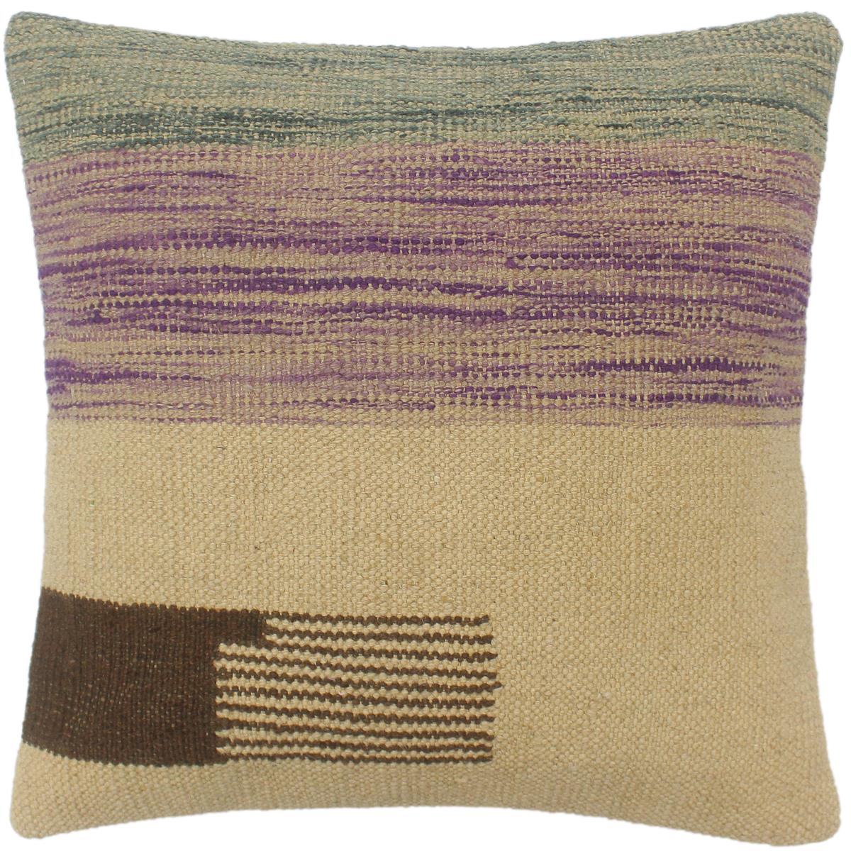 18x18 hand woven kilim throw pillow in beige, rust and blue - Southwestern Turkish Pereira