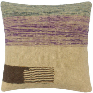 18x18 hand woven kilim throw pillow in beige, rust and blue - Southwestern Turkish Pereira