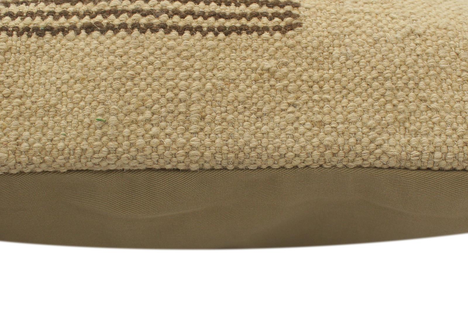 handmade Tribal Turkish Antique Beige Brown Hand-Woven SQUARE 100% WOOL pillow