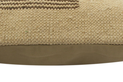 handmade Tribal Turkish Antique Beige Brown Hand-Woven SQUARE 100% WOOL pillow