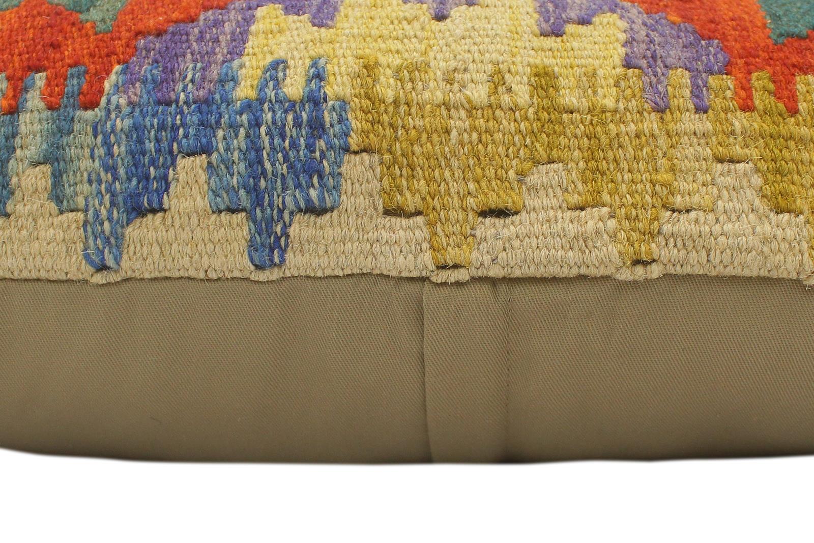 handmade Tribal Rust Blue Hand-Woven RECTANGLE 100% WOOL Pillow