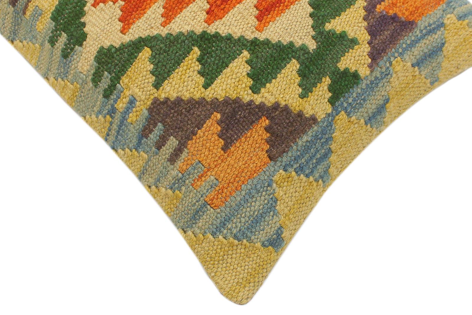 handmade Tribal Rust Blue Hand-Woven RECTANGLE 100% WOOL Pillow