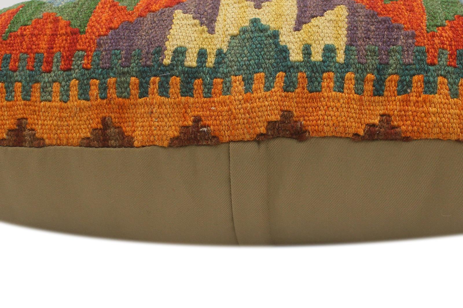 handmade Tribal Rust Blue Hand-Woven RECTANGLE 100% WOOL Pillow