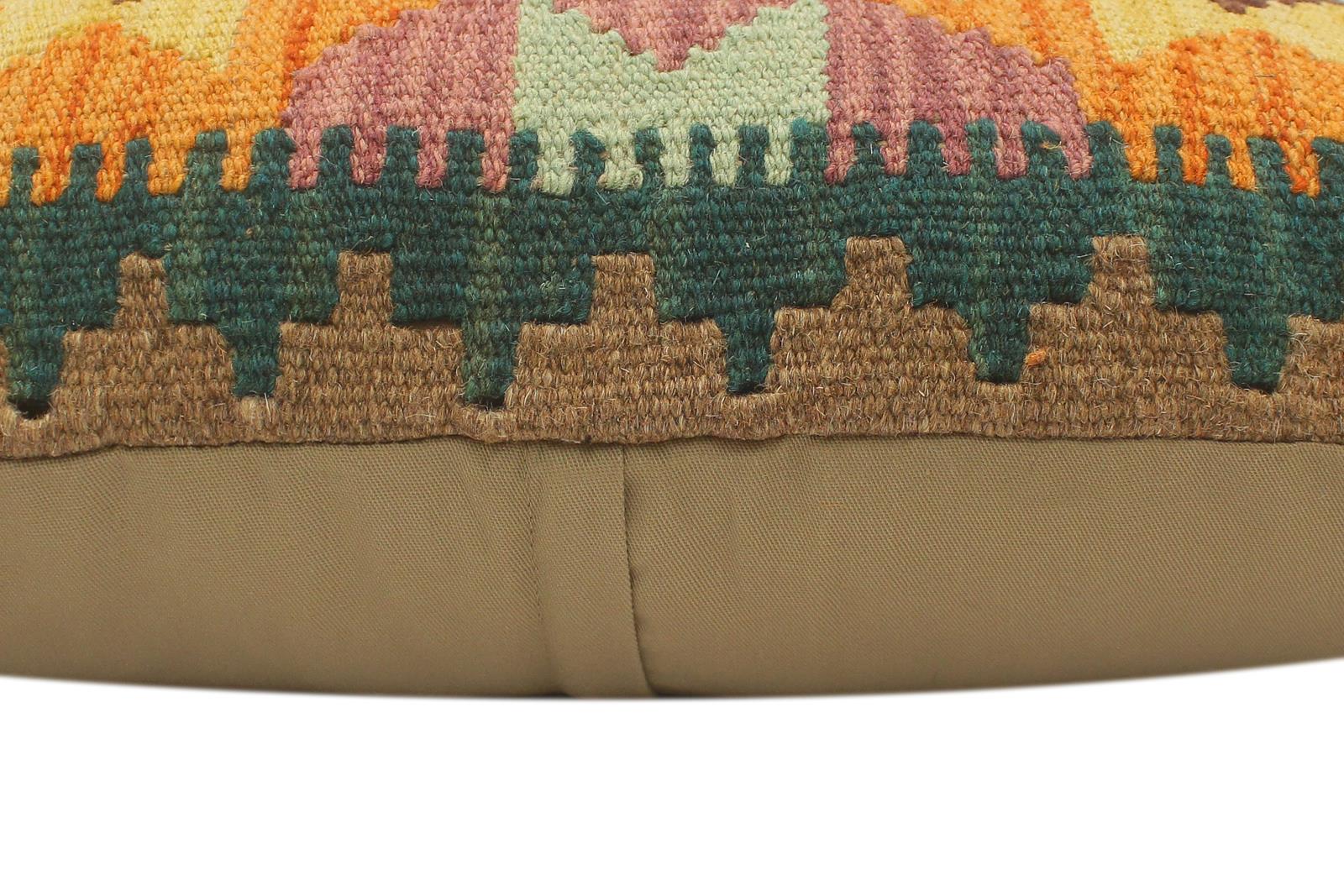 handmade Tribal Rust Blue Hand-Woven RECTANGLE 100% WOOL Pillow