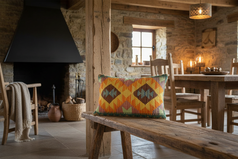 Turkish Rustic Dunlop Hand Woven Kilim Pillow