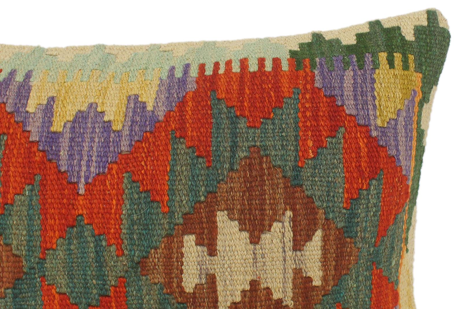 handmade Tribal Rust Blue Hand-Woven RECTANGLE 100% WOOL Pillow