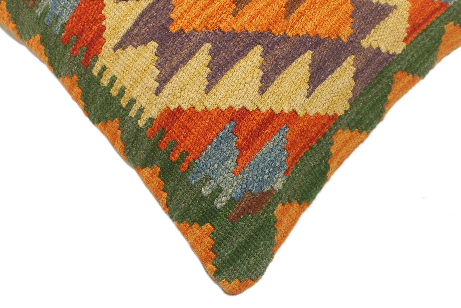 handmade Tribal Rust Blue Hand-Woven RECTANGLE 100% WOOL Pillow