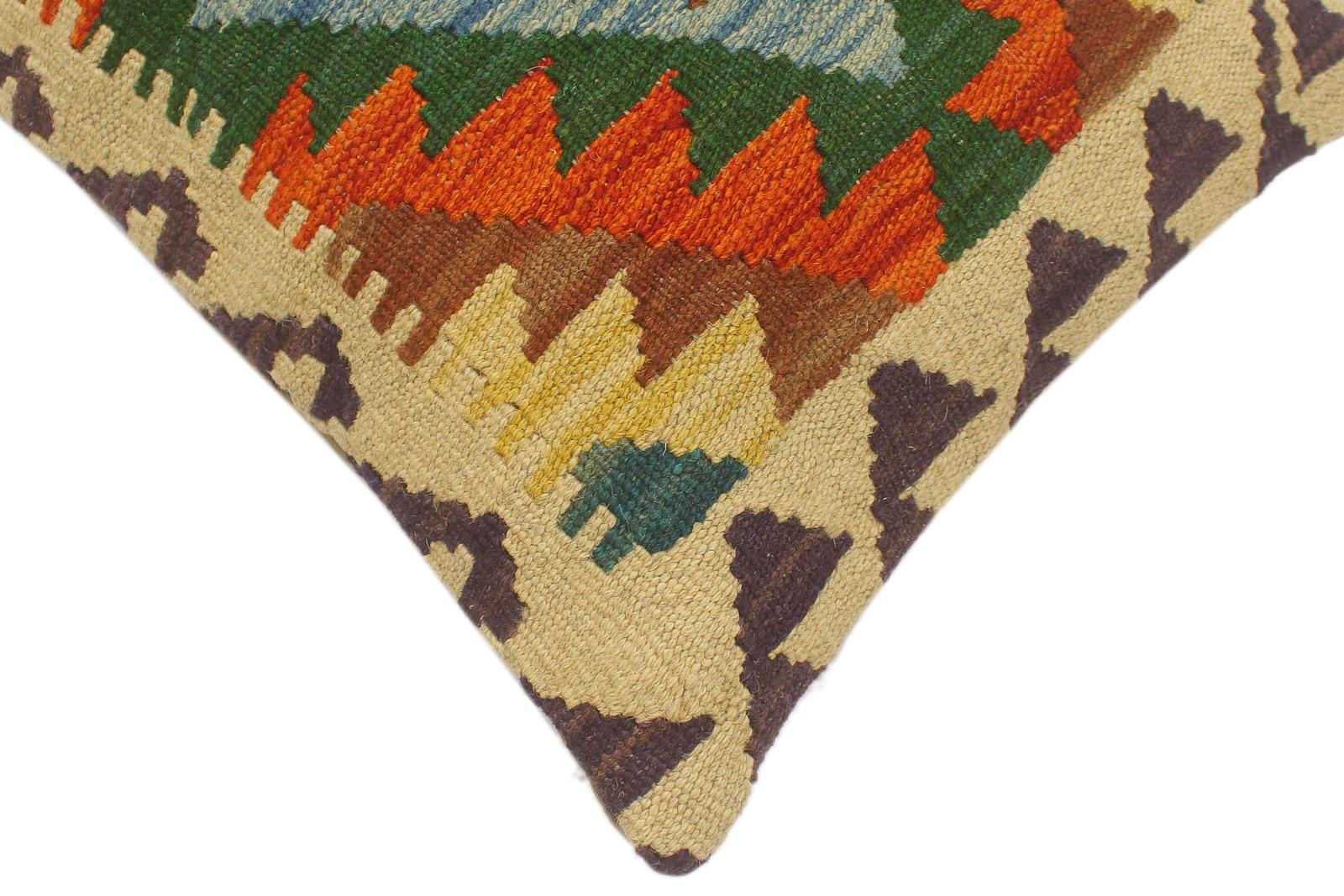 handmade Tribal Rust Blue Hand-Woven RECTANGLE 100% WOOL Pillow