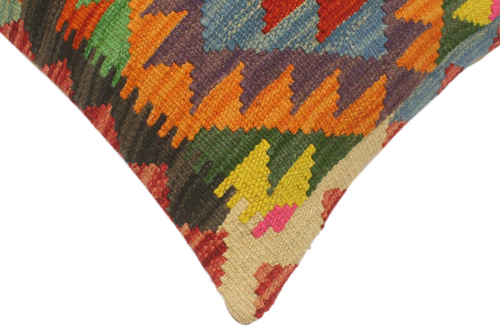 handmade Tribal Rust Blue Hand-Woven RECTANGLE 100% WOOL Pillow
