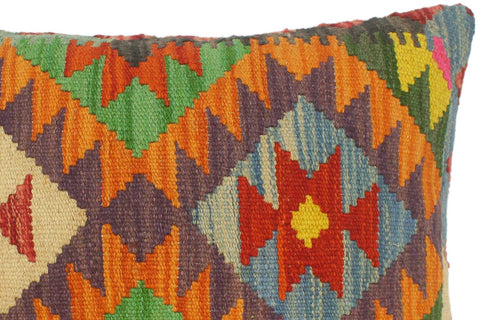 handmade Tribal Rust Blue Hand-Woven RECTANGLE 100% WOOL Pillow