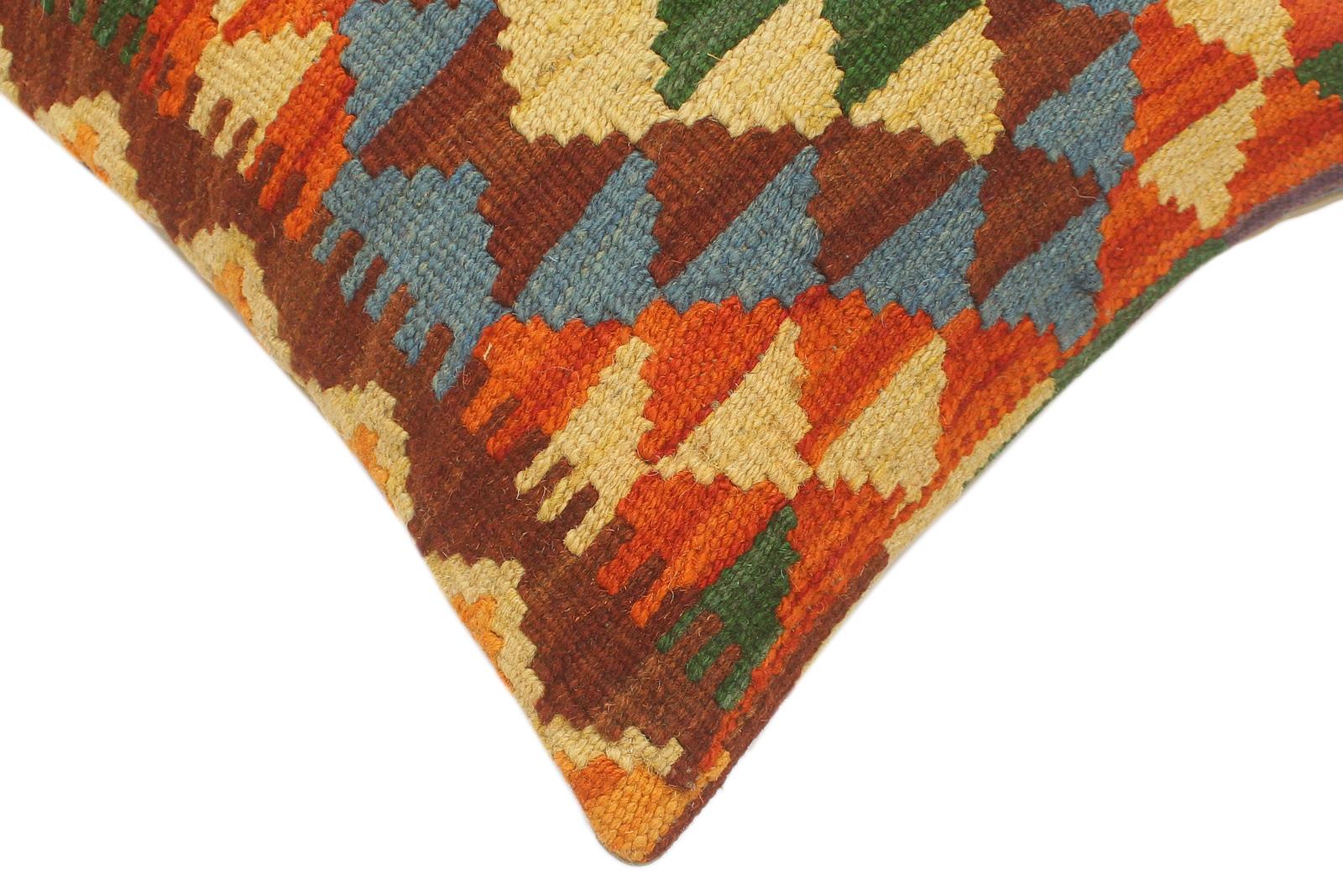 handmade Tribal Rust Blue Hand-Woven RECTANGLE 100% WOOL Pillow