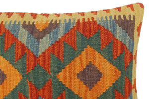 handmade Tribal Rust Blue Hand-Woven RECTANGLE 100% WOOL Pillow