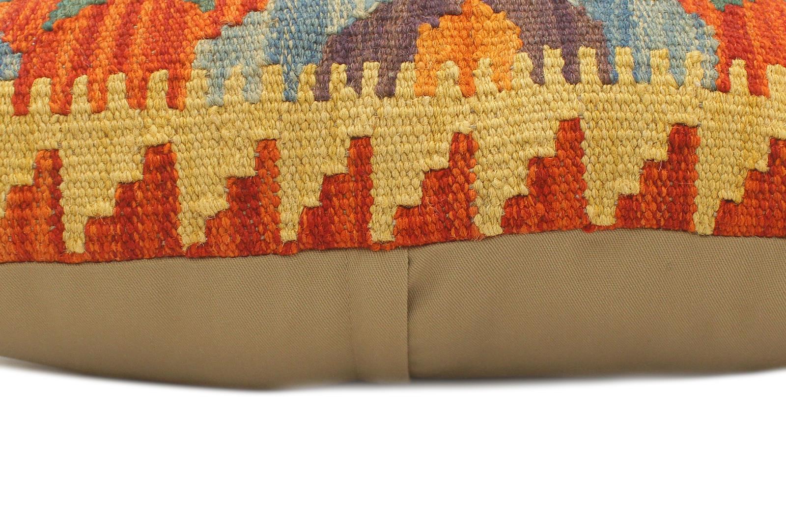 handmade Tribal Rust Blue Hand-Woven RECTANGLE 100% WOOL Pillow