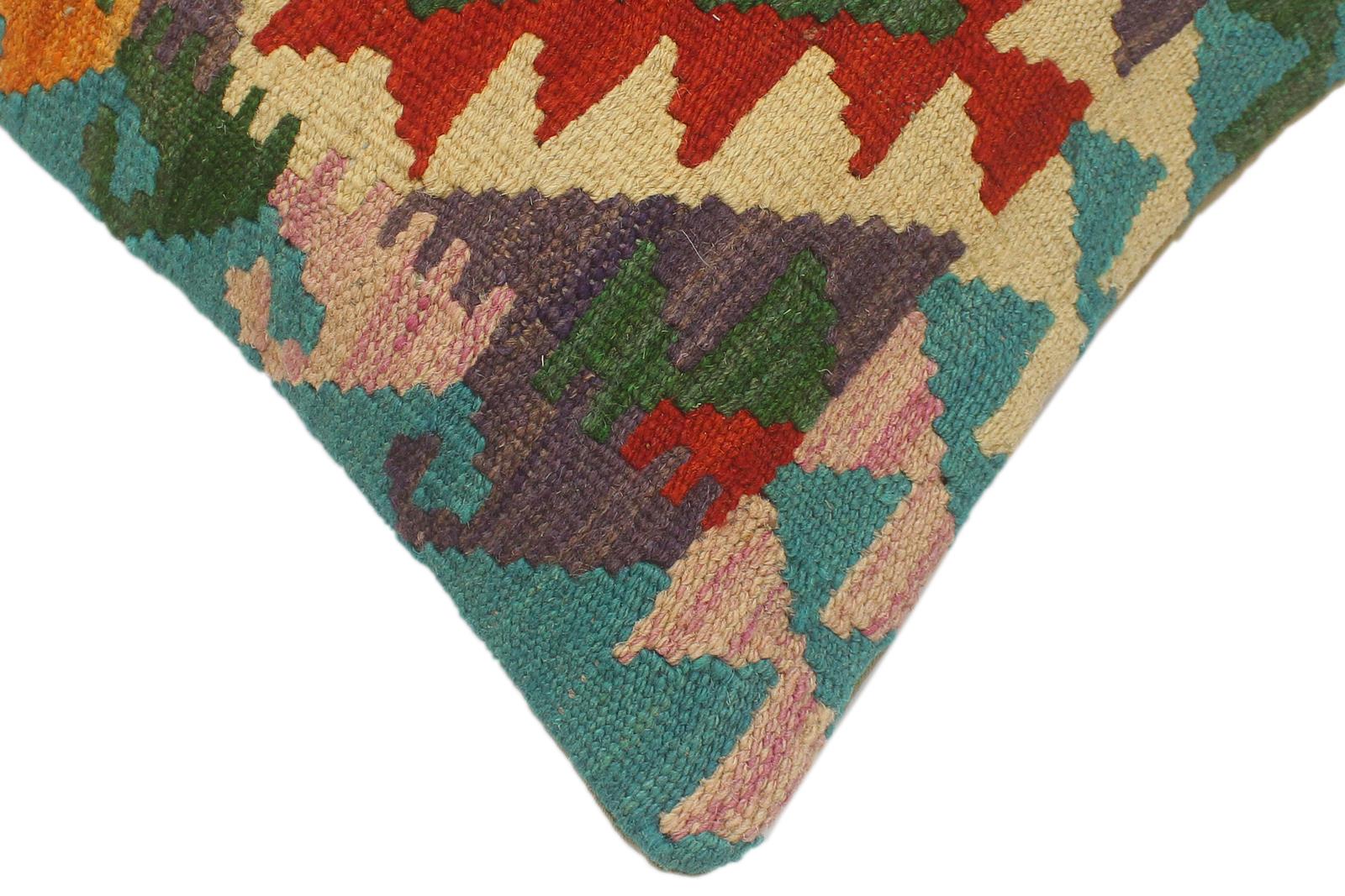 handmade Tribal Rust Blue Hand-Woven RECTANGLE 100% WOOL Pillow