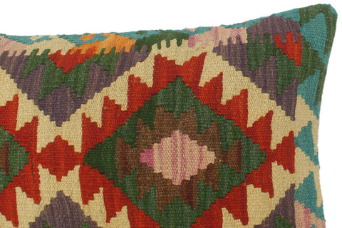 handmade Tribal Rust Blue Hand-Woven RECTANGLE 100% WOOL Pillow
