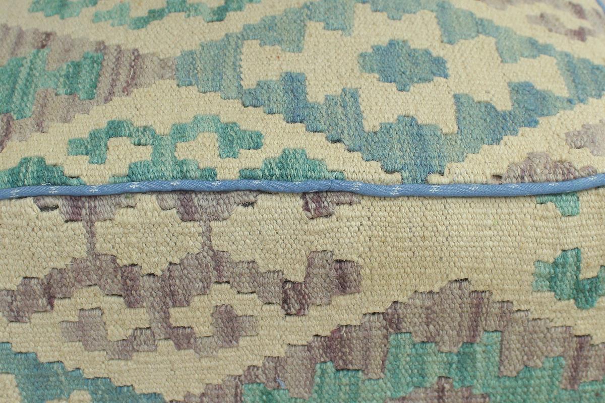 handmade Traditional Ottoman Beige Blue Hand-made SQUARE handmade ottoman pouf