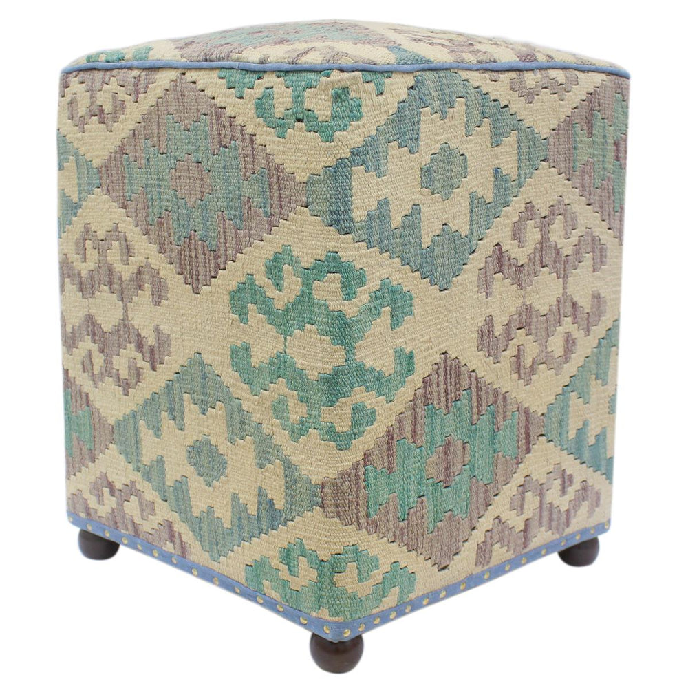 handmade Traditional Ottoman Beige Blue Hand-made SQUARE handmade ottoman pouf15 x 15 x 20