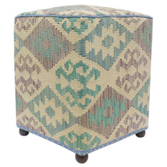 handmade Traditional Ottoman Beige Blue Hand-made SQUARE handmade ottoman pouf15 x 15 x 20